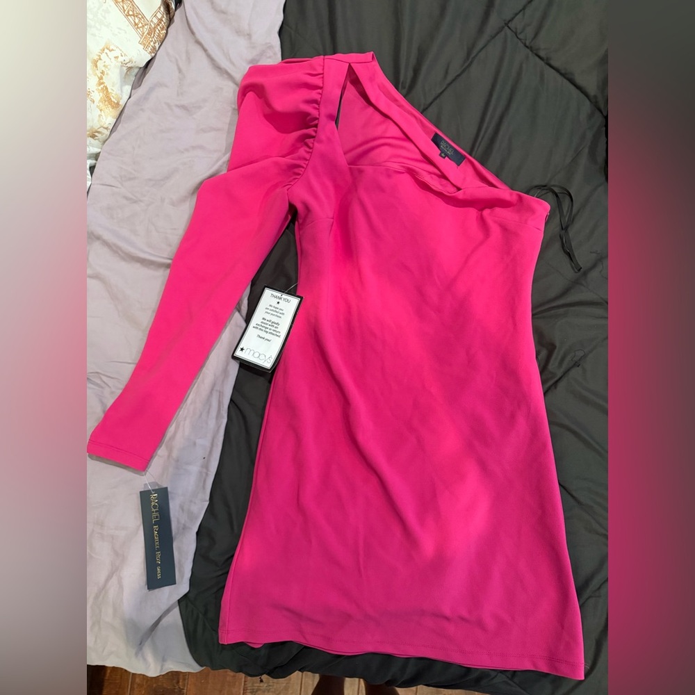 RACHEL by Rachel Roy Fuchsia One-Shoulder Long-Sleeve Mini Dress